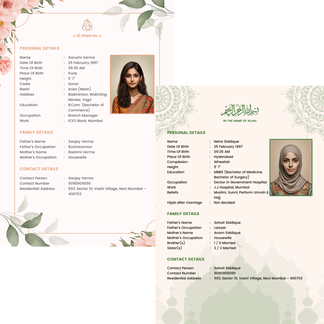 Free Marriage Biodata Maker Online | Create Perfect Shaadi Profile