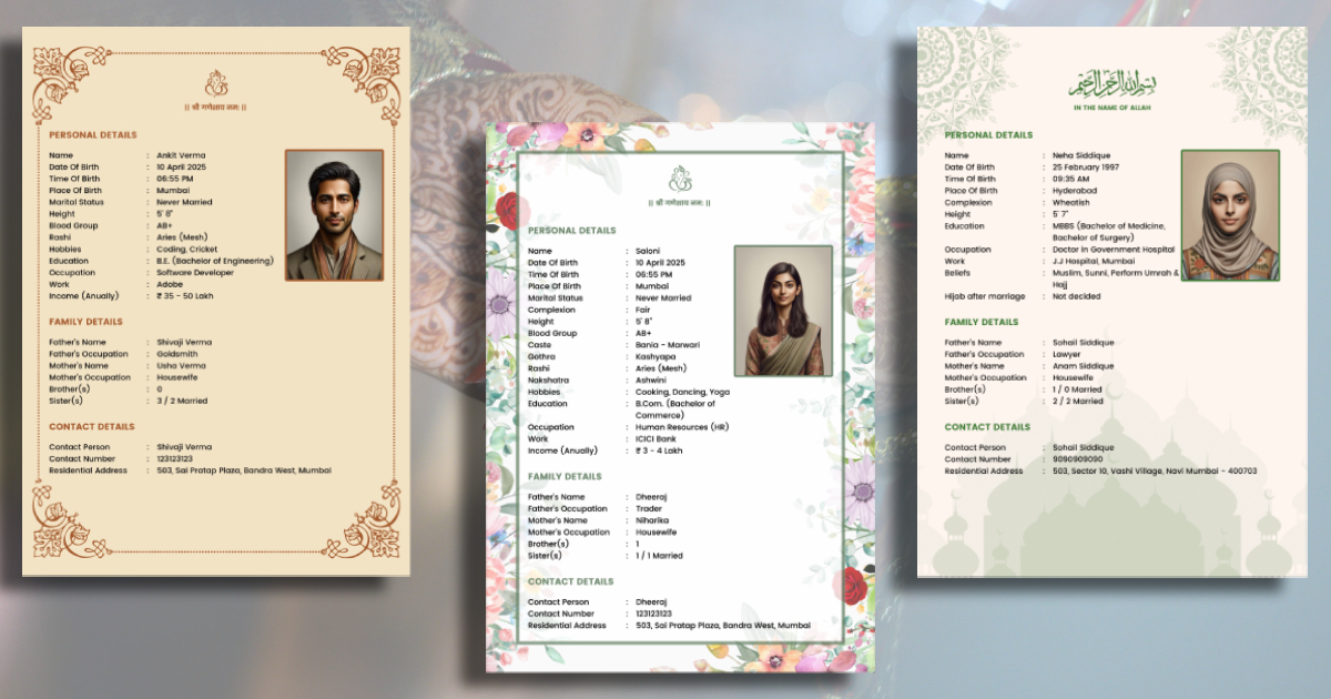 Marriage Biodata With Photo